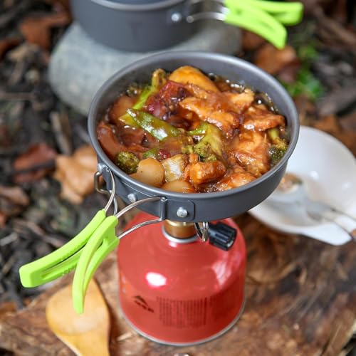 Image of 10-Piece Camping Cookware Mess Kit - Lightweight Nonstick Pot & Pan Set with Spork, Bowls, Sponge & Travel Bag - Compact Outdoor Cooking Gear for Backpacking, Hiking, Scouts & Survival