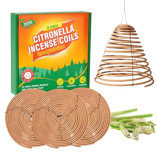 SCENTORINI Hanging Citronella Coils 24H Long Lasting Citronella Incense Coils for Patio Porch Balcony Camping Compact Outdoor Fragrance Decor 6x6 Inch 3 Pack