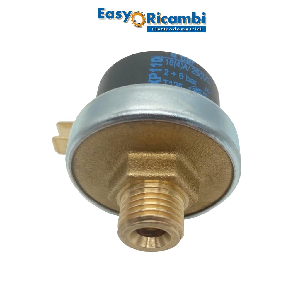 Easyricambi – Wyłącznik ciśnieniowy pompy wody XP110, Presostat do autoklawu, Czujnik ciśnienia wody regulowany od 2 do 6 bar, Gwint 1/4" GAS, Regulacja śrubą, do monitorowania i zarządzania ciśnienie