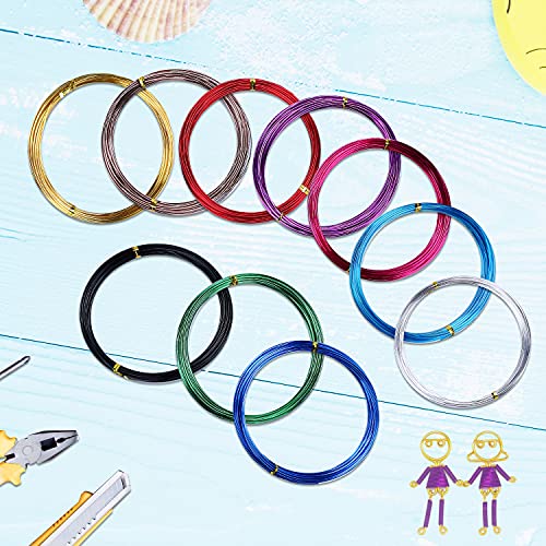 LUOGE 5 m x 10 rouleaux de fil de bricolage en aluminium multicolore de 1,5 mm, fil métallique flexible pour la fabrication de bijoux, sculptures et travaux manuels - Image 6