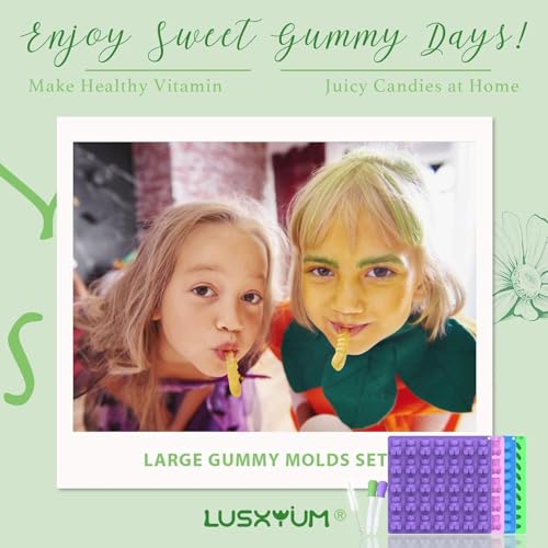 Image of LUSHYUM 4PCS 5~14ML Gummy Bear & Worm Moulds Set, 100 Total Cavities