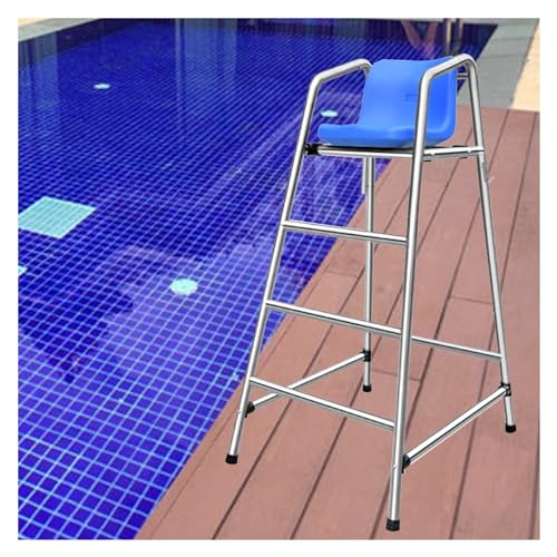 Chaise de sauveteur robuste sur pied argent pour bord de piscine