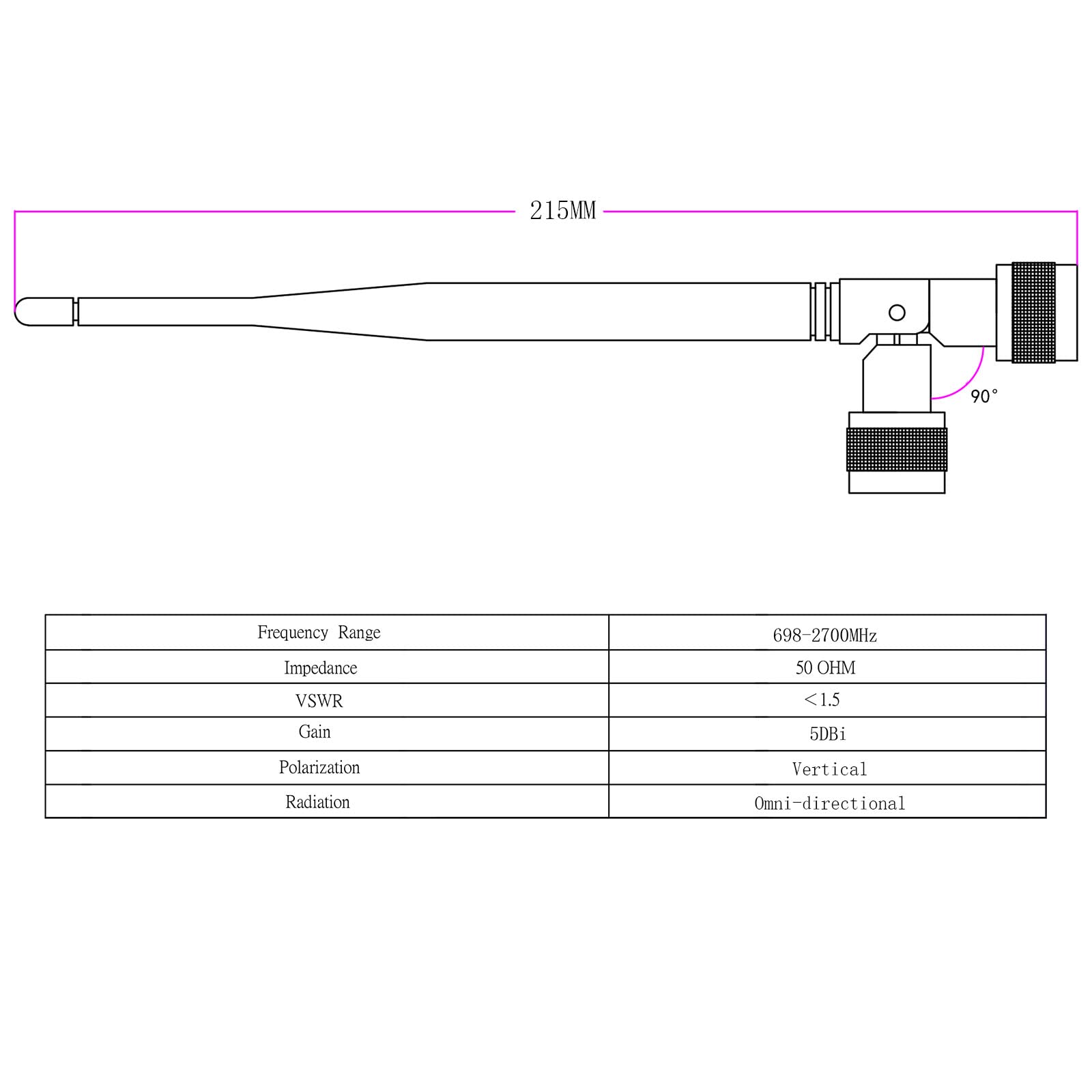 4G LTE Antenna Cellular LTE Aerial N Male Antenna 700MHz-2700MHz 5dBi 4G Antenna Omni-Directional Whip Antenna High-gain Transmit-Receive Antenna for Cell Signal Booster Amplifie Pack of 2