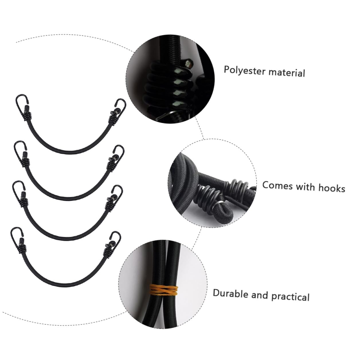 iplusmile 4pezzi Cinghie Elastiche Resistenti Gancio Corda Elastica Per Fissaggio Di Tende Bagagli e Valigie Leggera e Portatile Per Varie Attività All Aperto