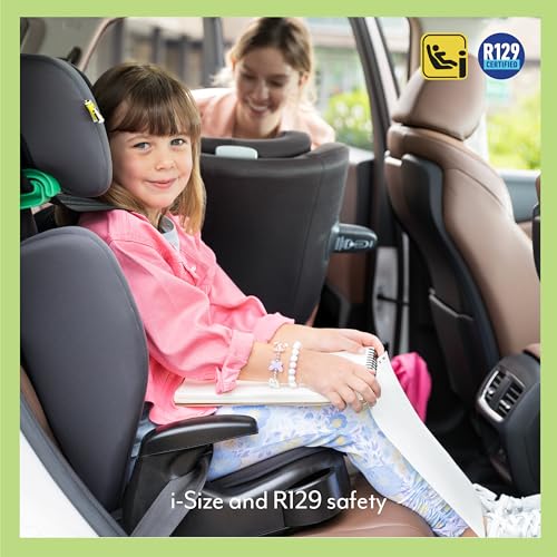Graco Junior Maxi i-Size R129 Highback Booster car seat with cupholders, Suitable from 100-150cm (approx. 3.5 to 12 years), Midnight fashion - Image 6