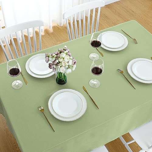 Image of FOLINS&HOME Sage Green Rectangle Waterproof Tablecloth, 60 x 102 Inch