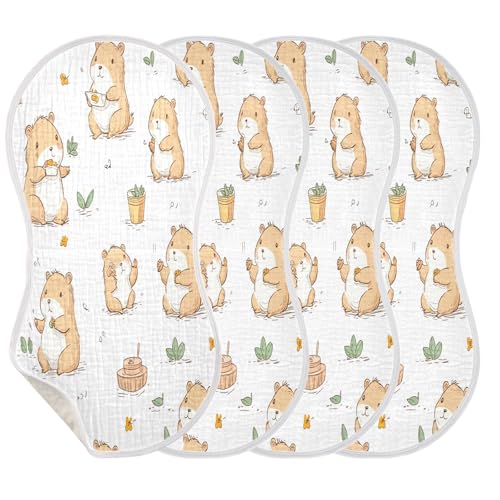 Cute Capybaras Burp Cloths Cotton Baby Washcloths,Large 22x11in Burping Cloth Absorbent and Soft for Newborn Baby Boys and Girls,2 Pack3