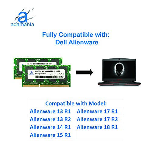 Image of Adamanta 16GB (2x8GB) Compatible for Dell Latitude 3550, 3450, 3350 DDR3L 1600Mhz PC3L-12800 SODIMM 2Rx8 CL11 1.35v Notebook Laptop Memory RAM Upgrade PN SNPN2M64C /8G