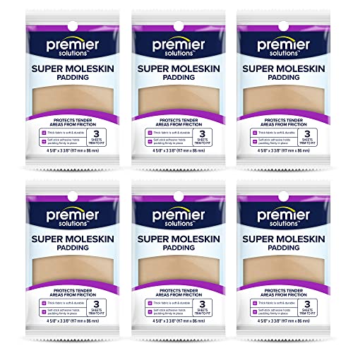 Premier Solutions Super Moleskin Padding, Heavy Duty & Thin, Protects Tender Areas on Feet from Friction & Blisters, Extra Large, Cut to Any Size, 18 Count (6 Packs of 3) - Thumbnail 7