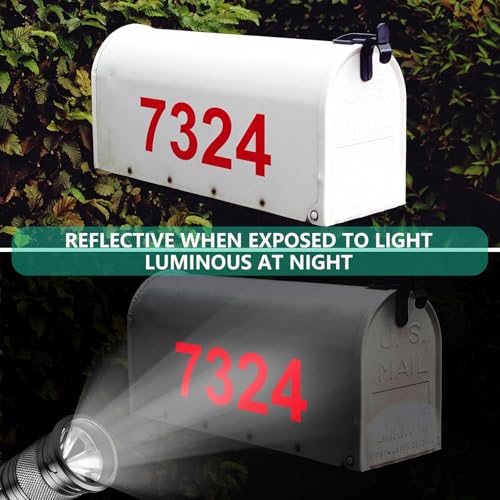 Hausnummer Klebend Klebezahlen Wetterfest Reflektierende Nummernaufkleber Number Stickers Groß Zahlen Aufkleber Selbstklebende Türnummer Mailbox Rot Numbers Vinyl Wasserdichte 3 Zoll für Briefkästen