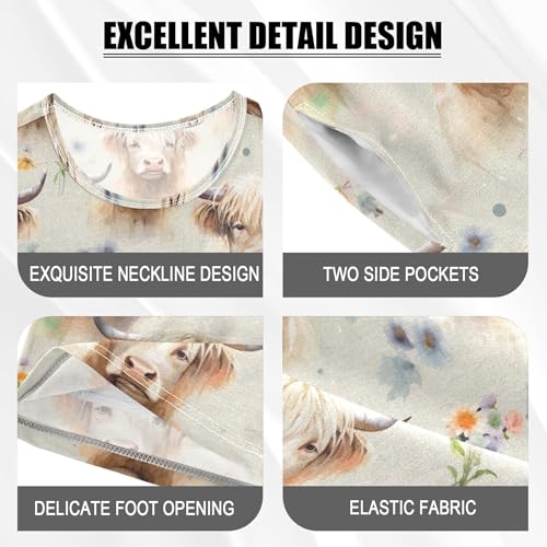 Highland Cow Animal Pajama Set Pajamas Sleepwear Nightwear Loungewear Clothes Set B04030174