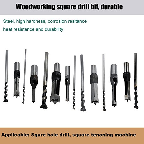 Square Hole Drill Bit, 7Pcs Woodworking Mortiser Square Drill Bits, Mortise Press, Steel Sharp Durable Mortising Chisel Set 1/2-Inch, 1/4-Inch, 3/4Inch, 3/8-Inch, 5/8-Inch, 5/16-Inch, 9/16-Inch #TOP1