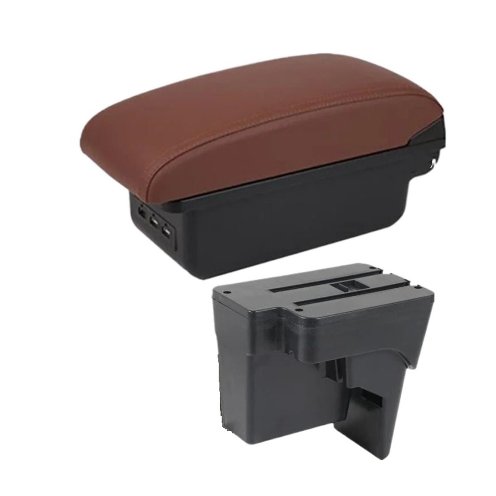 Ecbugat B6 Brown 3Usb For Kia For K3 Bl7 2023 2024 2025 Car Armrest Storage Box Dedicated Retrofit Interior Accessories Car Armrest Box(B6 Brown 3Usb)