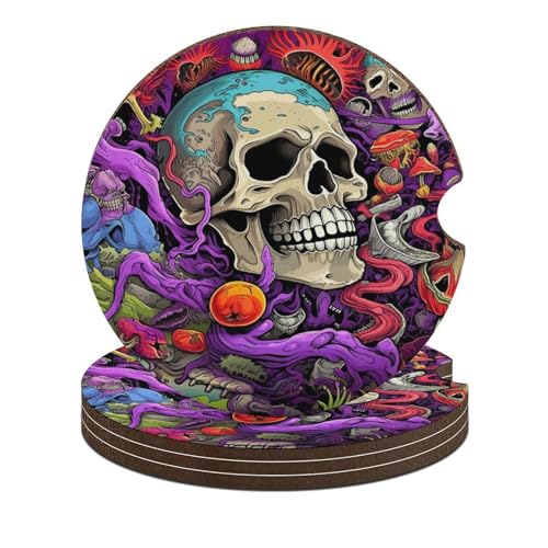 Portavasos para coche juego 4 piezas calavera morada miniatura 1