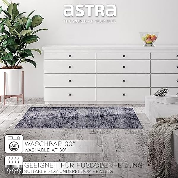 ASTRA Pluizige zachte vuilvangmat Pure & Soft – vuilvangmat voor binnen – duurzame voetmat – allover grijs 50 x 70 cm en 50 x 150 cm