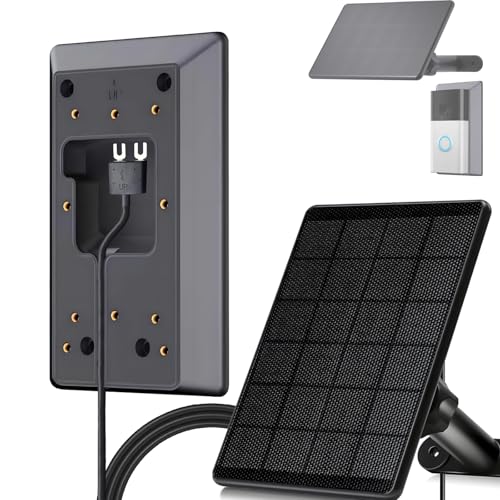 6W Solar Charger Compatible with Ring Video Doorbell 4/3/3 Plus/Battery Doorbell Plus, Waterproof Continuously Solar Panel, Adjustable Panel