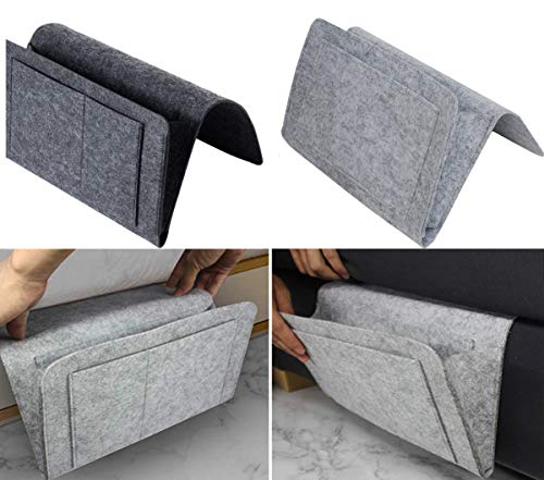 Liuer 2PCS Organizador de Cama 5 Bolsillos Organizador de Almacenamiento Organizador de mesita de Noche Armario litera Camas Sofá para Organizar Revistas Tabletas Teléfonos Cosas Pequeñas Soporte