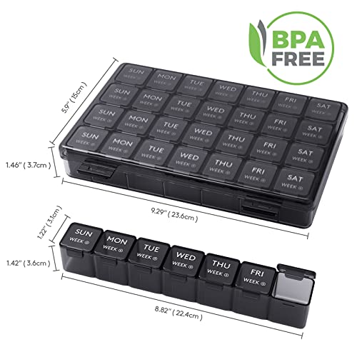Image of Lifewit Monthly Pill Organizer Once a Day, 28 Day Pill Box, Black, 56 Grids