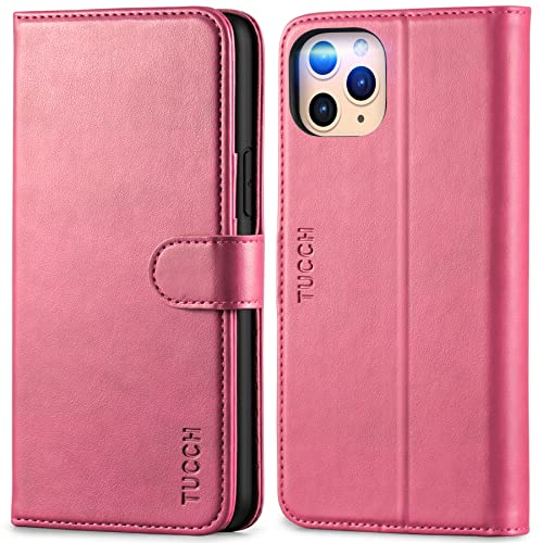 TUCCH Funda iPhone 11 Pro, Carcasa Protectora con Bloqueo RFID, Auto Wake/Sleep, Cáscara de TPU, Cierre Magnético, Soporte Plegable, Funda de Cuero PU para iPhone 11 Pro 5.8 Pulgadas 2019, Rosa Cover