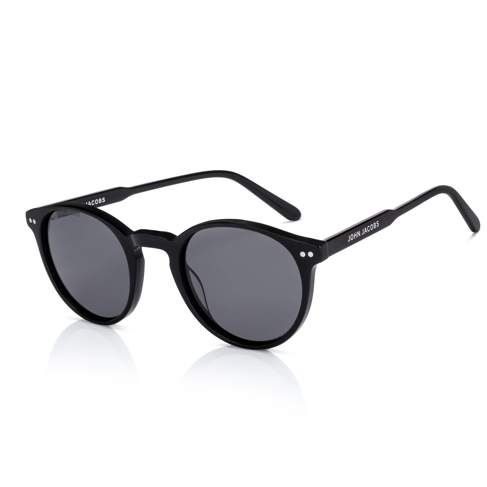 Full Rim Round Stylish & Premium UV Protected Sunglasses | Acetate Lines | Polarized and 100% UV Protected | Men & Women | Medium | JJ S17341