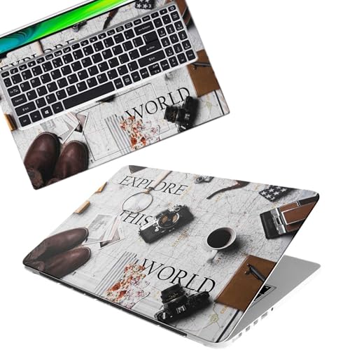 Image of Galaxsia Explore This World Full Body Vinyl Laptop Skin /Sticker /Cover Upto 15.6 Inches Laptops Laminated-Removable-HD Quality Compatible for Hp-Dell-Sony-Lenovo-Asus etc.(15x10 Inches)