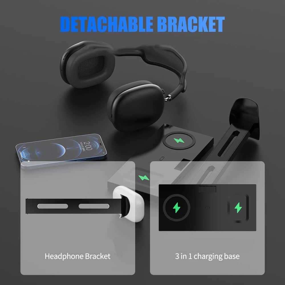Soporte Soporte para Auriculares 3 En 1 Universal para con Puerto USB Tipo C Compatible Carga Inalámbrica Auriculares