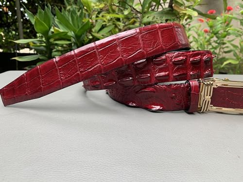 Genuine crocodile alligator leather skin belts buckle for men, Alligator Men's belt, Red Hornback crocodile belts men,4