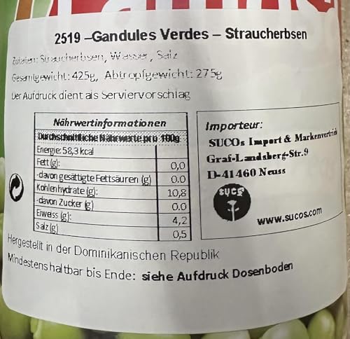 Erbsen, in Wasser eingelegt, La Famosa, Dose 425g.