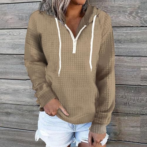 Pull à capuche avec cordon de serrage ajustable en taille M couleur kaki