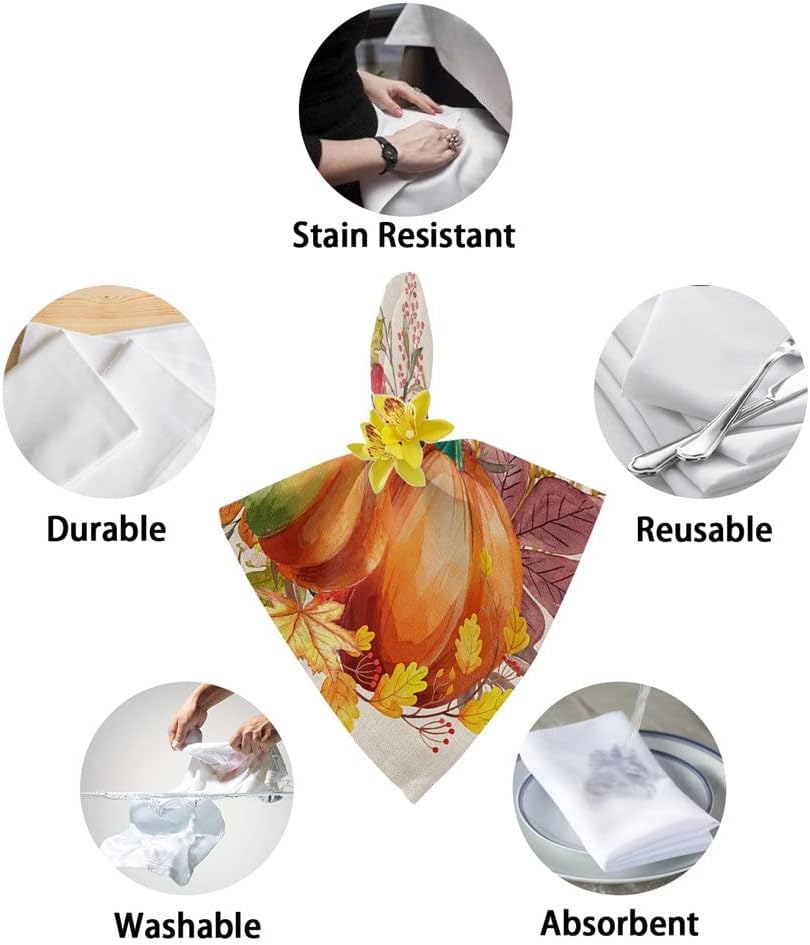 Autumn Ear of Rice Maple Leaf Cloth Napkins Set Festive Banquet Wedding Decor Kitchen Dinner Table