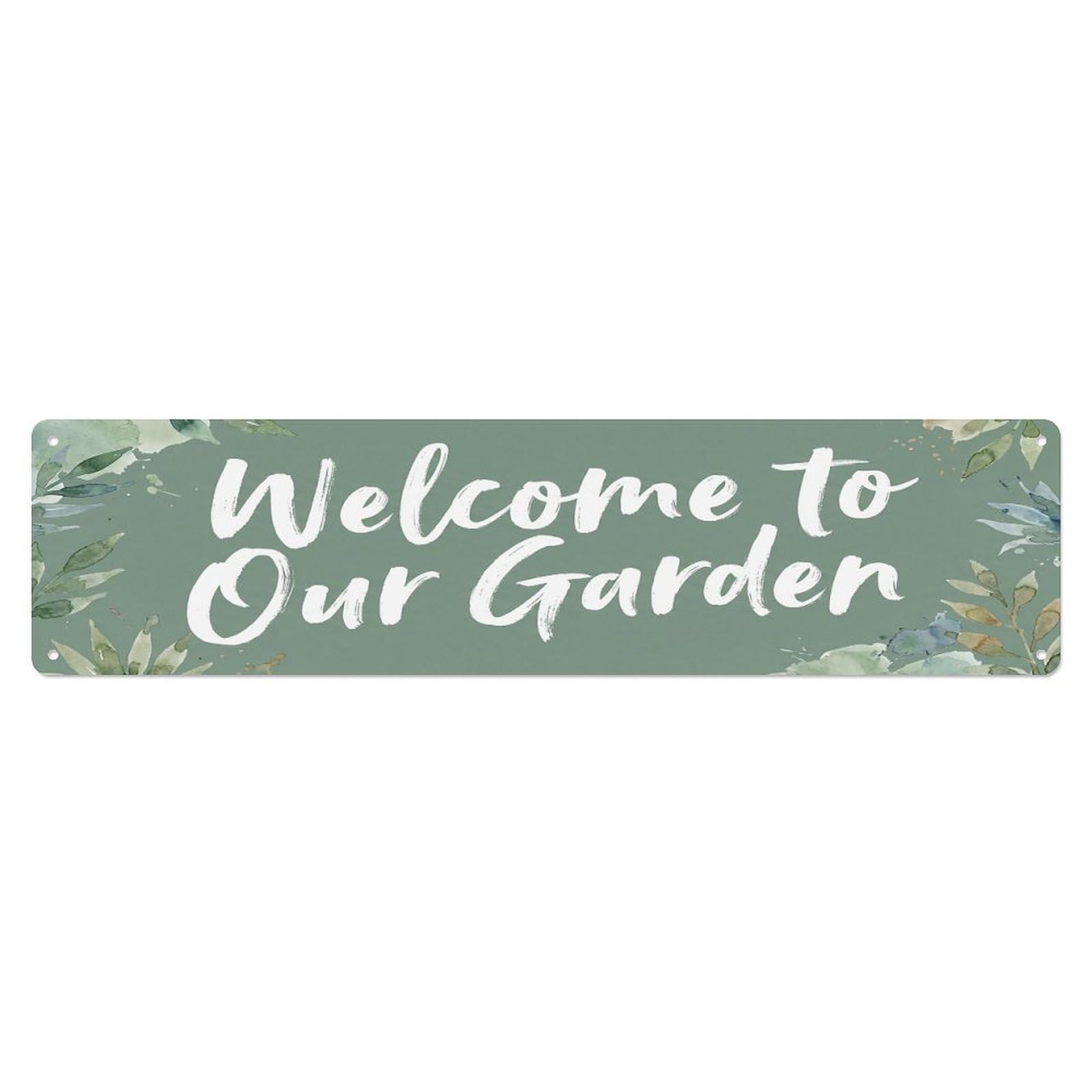 Vintage Welcome to Our Garden Sage Brush Metal Tin Sign