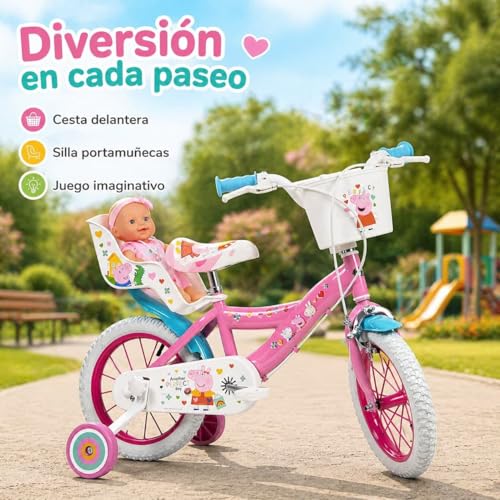 Vélo 14" Peppa Pig Toimsa rose multicolore pour enfant
