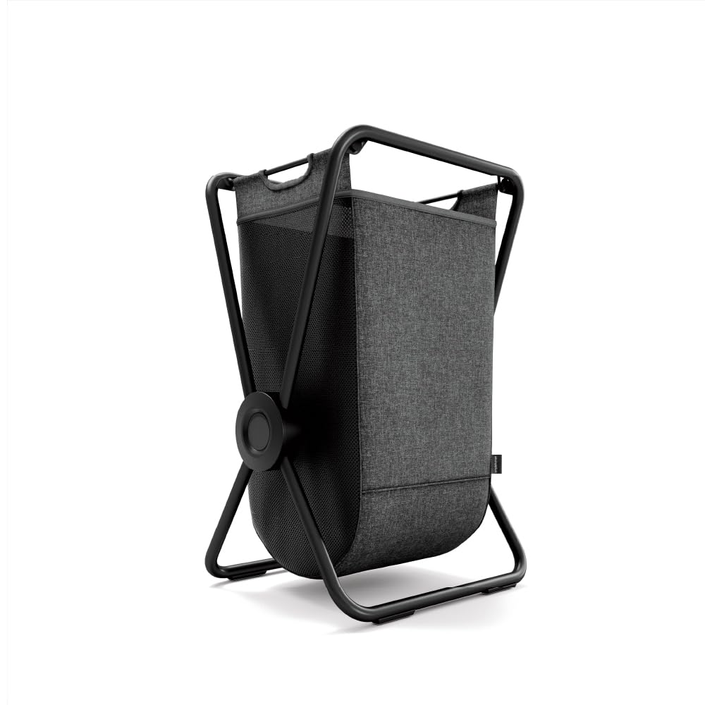 simplehuman X-Frame Hamper, Single Compartment Laundry Basket for Bedroom Bathroom, Heavy-Gauge Steel Frame, Stain & Odour Resistant Machine Washable Bag, Easy Carry Steel Handles, Matte Black