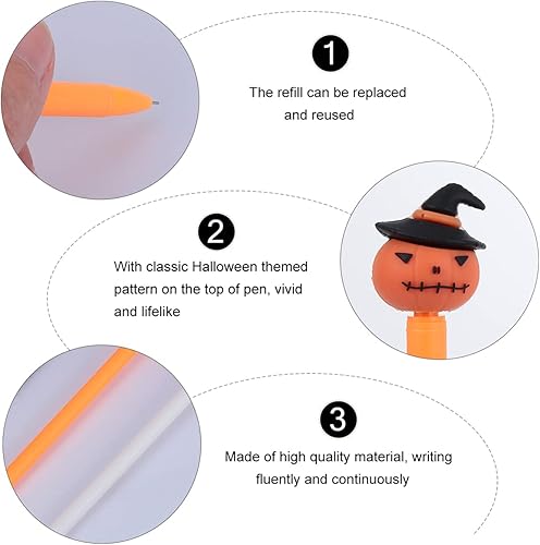 Miniatura 3 de STOBOK 6 bolígrafos de gel de Halloween, bolígrafos de personajes, bolígrafo de calabaza, bolígrafos estacionarios de Halloween para niños,