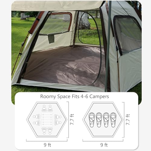 RUN.SE 4 Person Camping Tent with 2 Door & 4 Windows & Extended Porch, Large Family Cabin Tent, Waterproof Portable Glamping Tent, Large Tent for Outdoor Camping Hiking and Backpac image 8