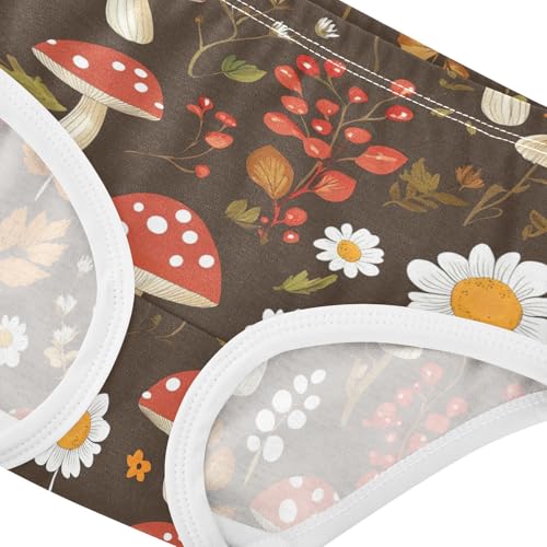 Wusikd Mushrooms Brown Girls' Underwear Cotton Flowers Daisies Girls Briefs Soft Toddler Underwear 2T4