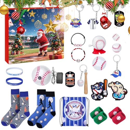 Calendrier de l'Avent de Noël pour garçons déco baseball 24 jours