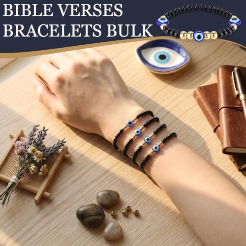 Image of Jexine 96 Evil Eye Bracelets Bulk Virgin Mary San Judas Mexican Bracelet Luck Braided Rope Beads Anklets Gift for Women Men