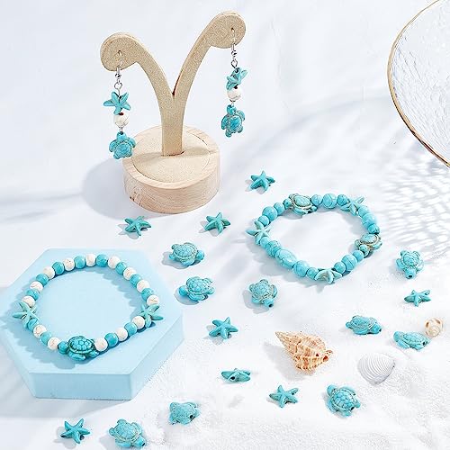 SUNNYCLUE 1 Box 80+120Pcs Turtle Beads Bulk Blue Starfish Beads Turtles Charms Synthetic Turquoise Summer Sea Ocean Animal Tortoise Bead for jewellery Making Beading Kit DIY Necklace Bracelet Supplies - Image 4