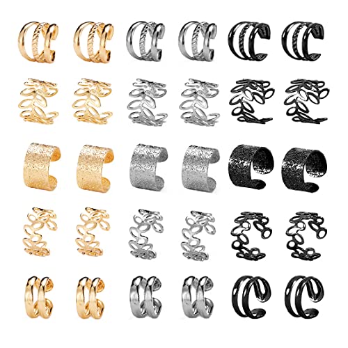 51 Pcs Ear Cuff Helix Cartilage Ear Clip on Wrap Earrings Ear Cuffs for Women Men Non Piercing Ear Clip Fake Earrings Cartilage(Gold/Silver/Black)