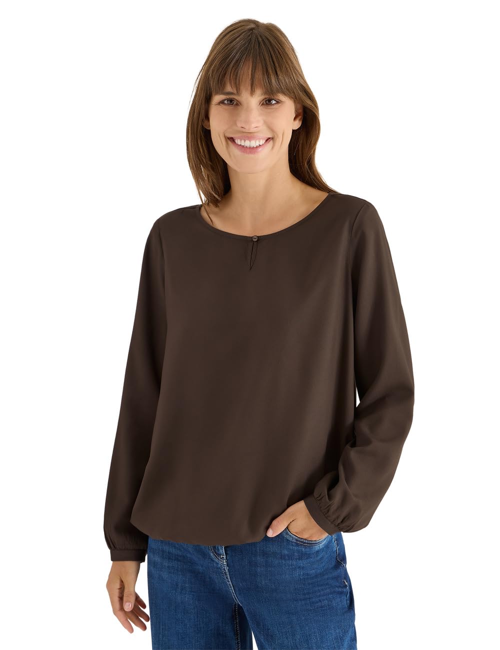Cecil Women's 3411876 Blouse in Plain Colour, Chocolate Mousse, S