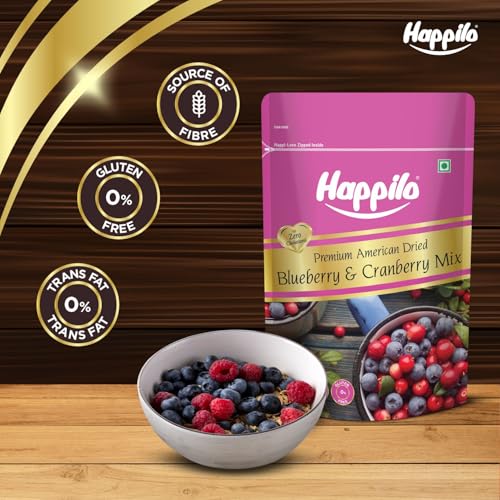 Image of Happilo Premium Dried Blueberry Cranberry Duet 200g (Pack Of 3), Rich in Antioxidants, Fiber and Essential Nutrients, Wholesome Treat