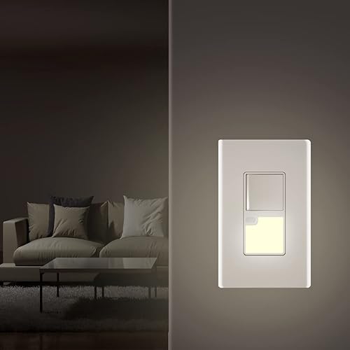 Miniatura 6 de TOPGREENER Interruptor de paleta de luz de guía LED con sensor automático de luz diurna, interruptor de luz decorativa de luz nocturna, 120VAC15A,