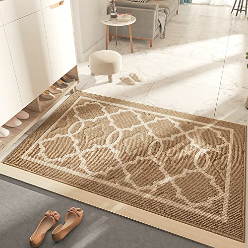 comfoyar Felpudo de Entrada Moderna, Felpudo Exterior Absorbente Antideslizante Lavable a Máquina, Alfombrilla para Puerta Interior y Exterior Puerta Trasera Pasillo (60 x 90 cm, Beige) Cover