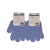 EvridWear Exfoliating Dual Texture Bath Gloves for Shower, Spa, Massage and Body Scrubs, Dead Skin Cell Remover, Gloves with hanging loop (2 Pairs Heavy)