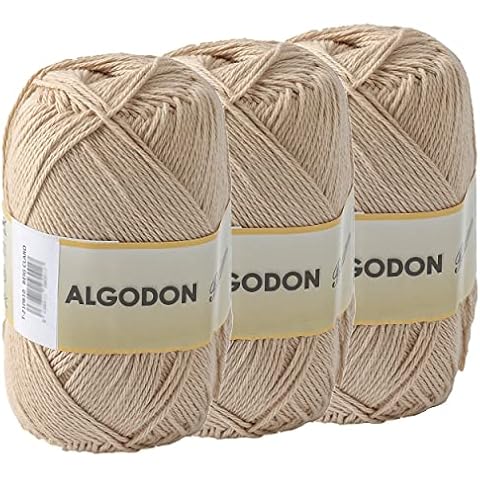 Hilo de Algodón Ovillo de Algodón 100% - Beige Claro 100gr 220m x 3pcs Cover