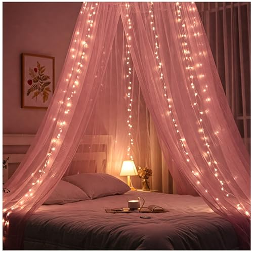 Image of Special You Canopy Tent for Decoration, Canopy for Bedroom, Unstitiched Pink net Cloth for Decoration 5 mtr Long with Light, Aesthetic Room Decor, Backdrop for Decor