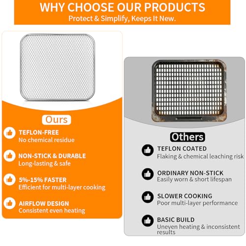 GWYSY Air Fryer Cooking Tray for Instant Vortex Plus10 Quart, 10.2×9'' Food Grade Nonstick Replacement Parts Rack Grill PanTray Crisper Plate for Innsky CROWNFUL 10.6Qt Air Fryer Oven, Dishwasher Safe by GWYSY - Image 4