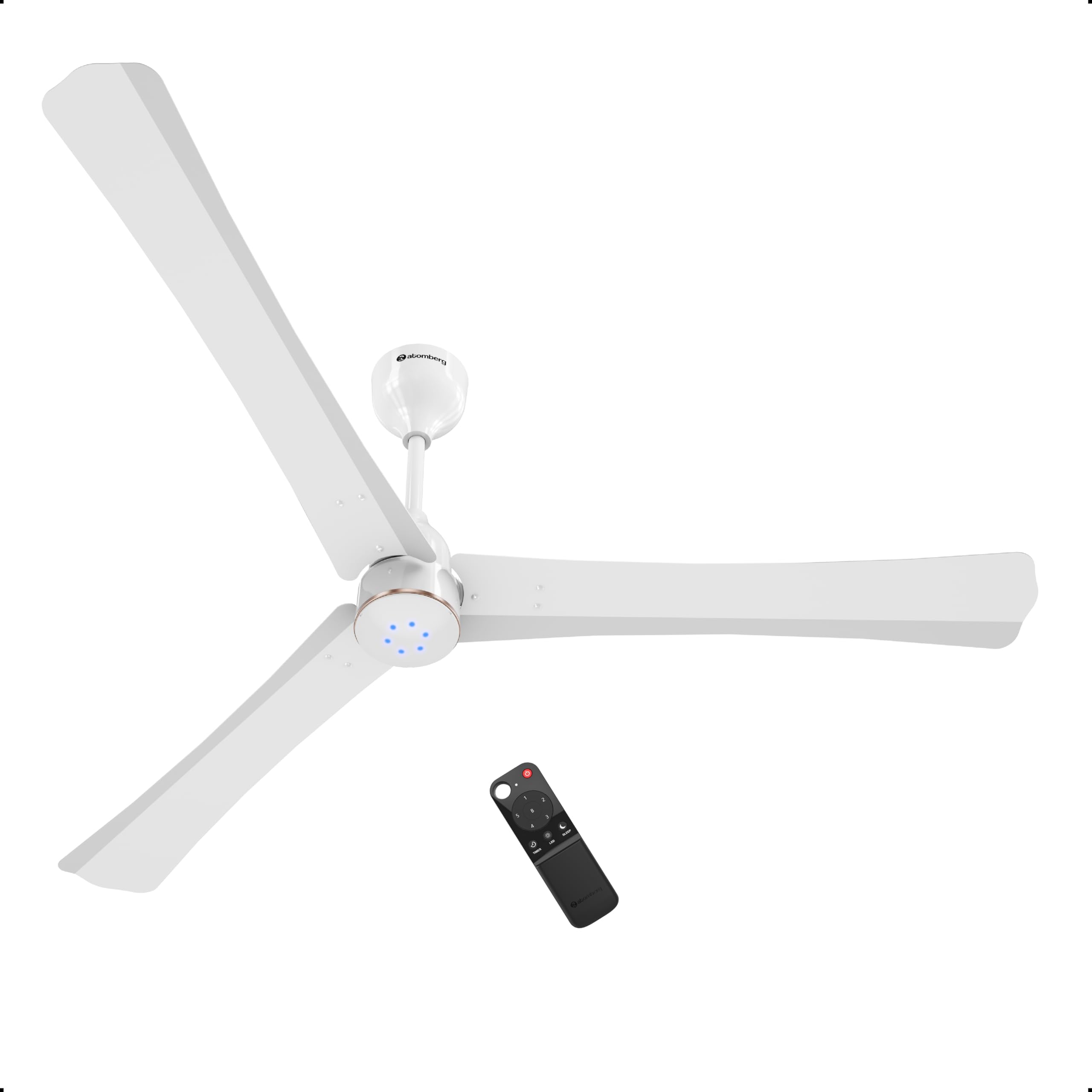 Renesa Halo Smart 1400mm BLDC Ceiling Fan with IoT & Remote | BEE 5 star | High Air Delivery | Low noise operation | LED Speed Indicator | Sleek Design | 3 Year Warranty | White-Gold Ring