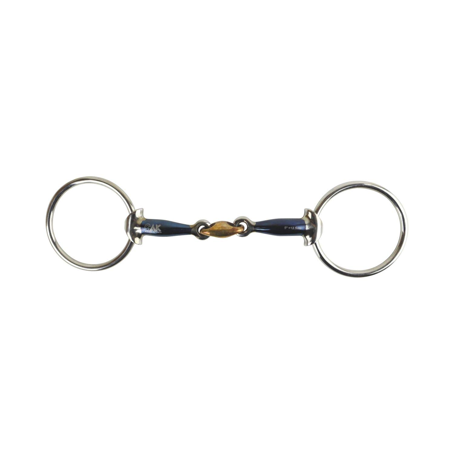 AK Loose Ring Double Jointed Lozenge with Tapper head Horse Riding Bit (5.75'', Blue-Silver)
